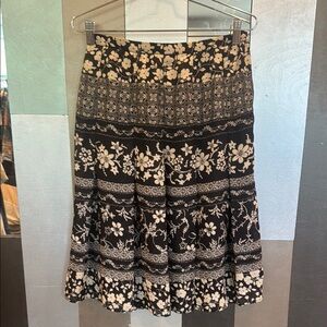 Vintage 90s Black Floral Flowy Mini Skirt, Boho Fairy Grunge Cottagecore